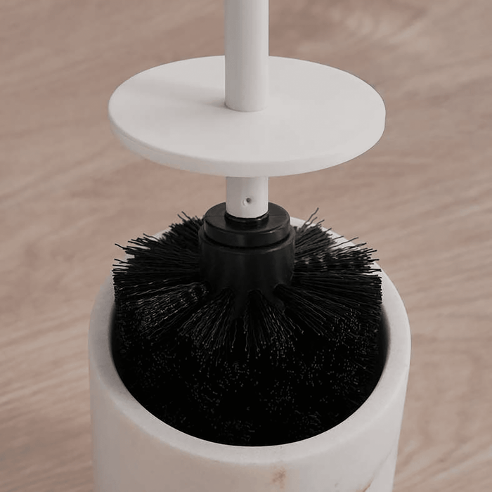 Coral Resin Toilet Brush With Holder - Off White