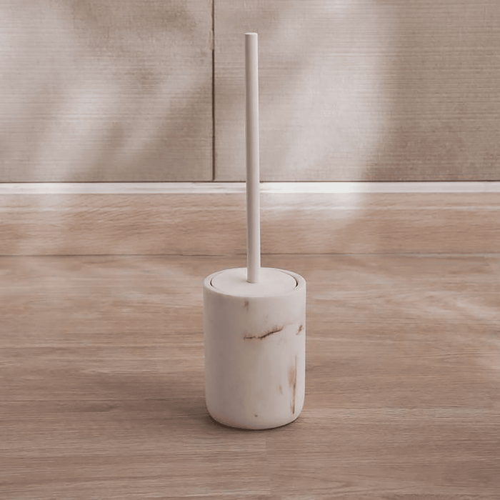 Coral Resin Toilet Brush With Holder - Off White