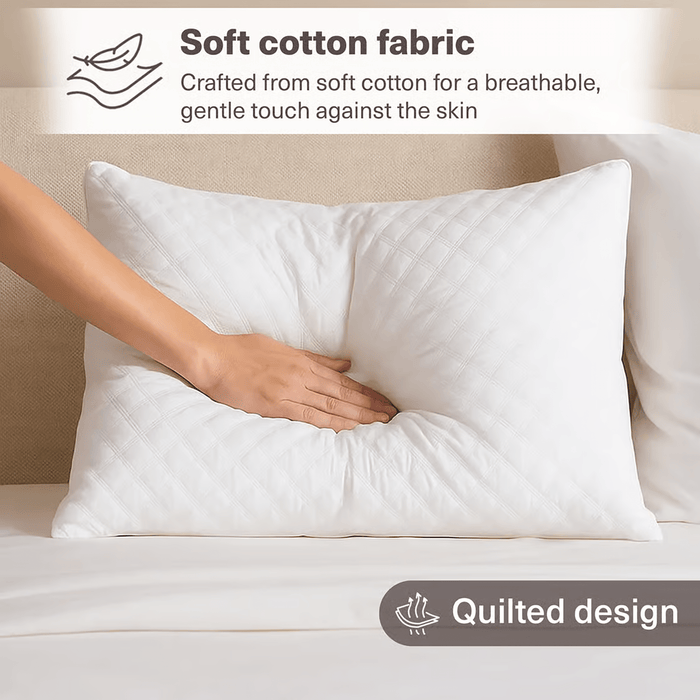 Deluxe Quilted Loft Pillow -White
