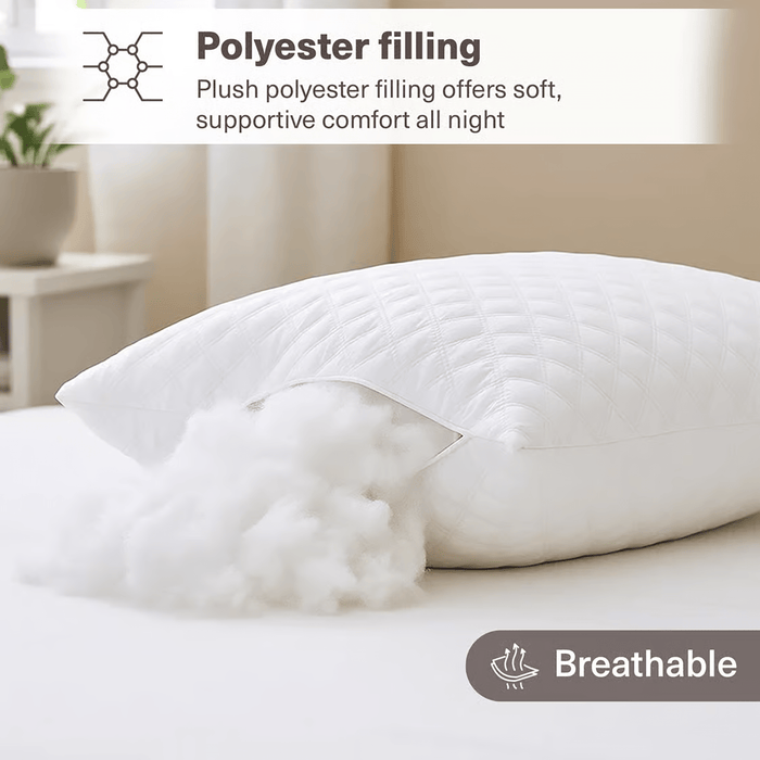 Deluxe Quilted Loft Pillow -White