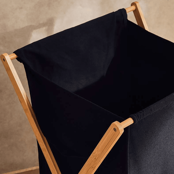 Dhafne Bamboo Frame Laundry Hamper 50X43X76cm - Black
