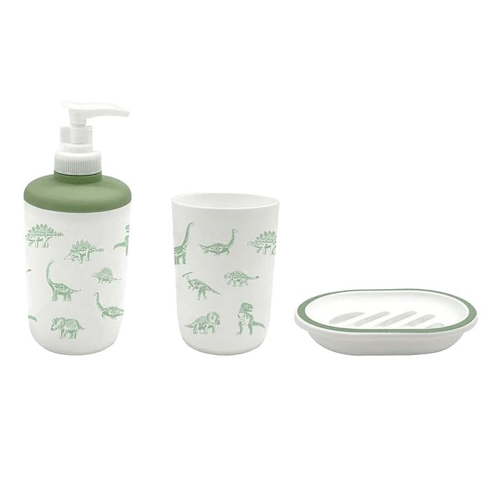 Dino Field Bath Accessory 3Pc Set-Green