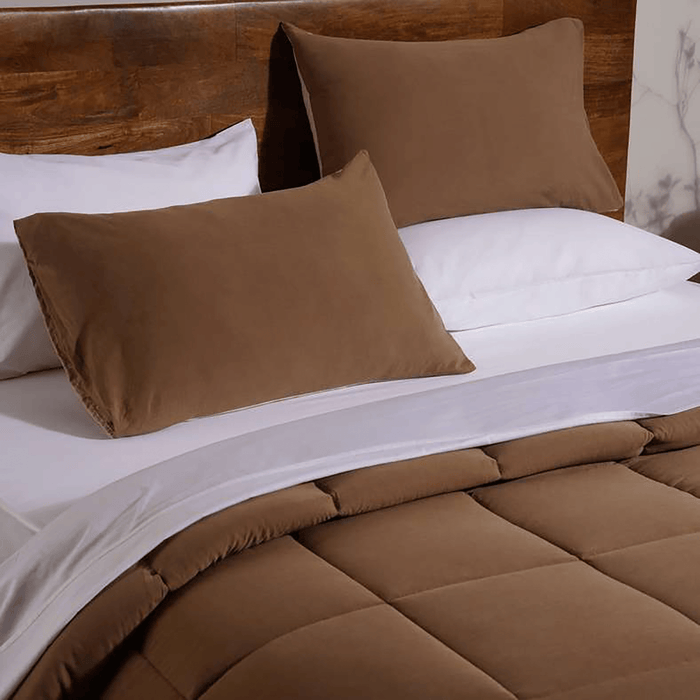 Down Alternative 2-Piece Reversible Comforter Set 150X220cm - Beige Brown