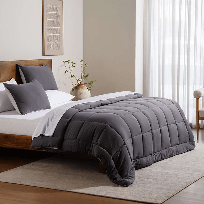 Down Alternative 3-Piece Reversible Comforter Set - Grey