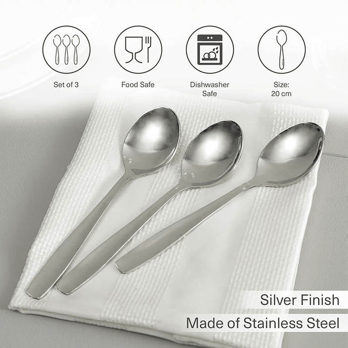 Dozorme 3-Piece Dinner Spoon - Silver