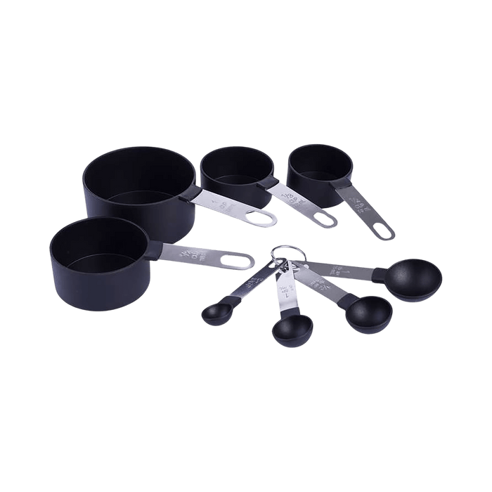 Dura 8-Piece Measuring Cup And Spoon - Black