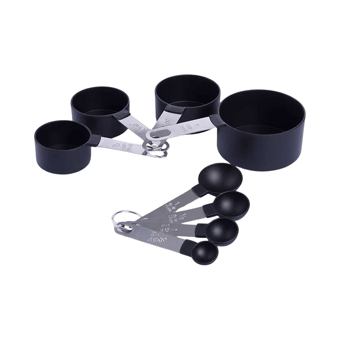 Dura 8-Piece Measuring Cup And Spoon - Black