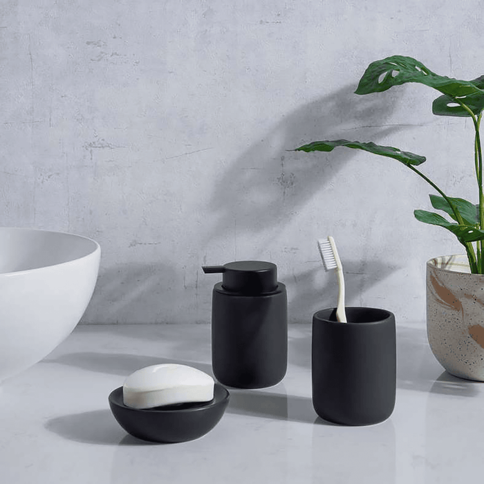Eclipse 3-Piece Ceramic Bathroom Accessories Set - Black