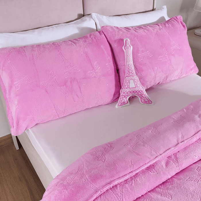Eiffel Tower 3-Piece Toddler Comforter Set With Toy110X125cm - Pink