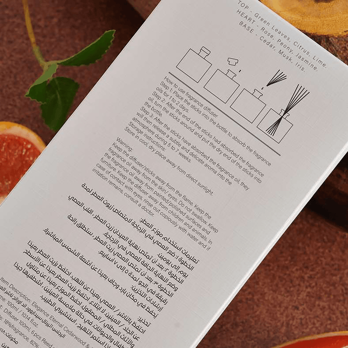 Elegance Cedarwood Orange Reed Diffuser 100Ml - Grey