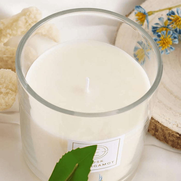 Elegance Musk Bergamot Scented Jar Candle 255Gm - Blue - 50Hrs