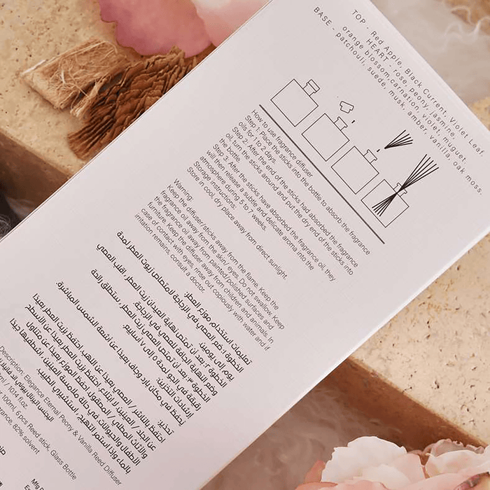 Elegance Peony Vanilla Reed Diffuser 100Ml - Pink