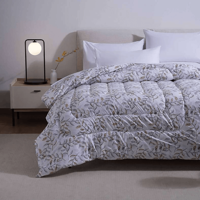 Elegant Flowers Microfiber Comforter - White/Grey