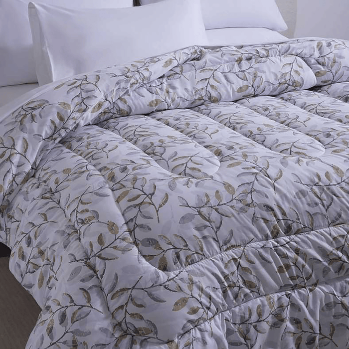 Elegant Flowers Microfiber Comforter - White/Grey