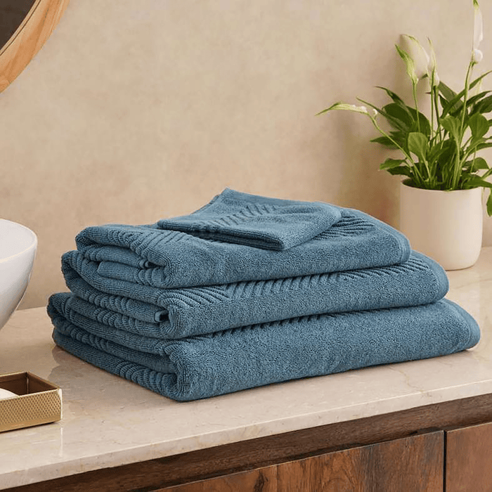 Embossa Textured Bath Towel - Blue