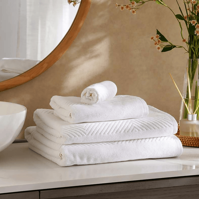 Embossa Textured Bath Towel - White