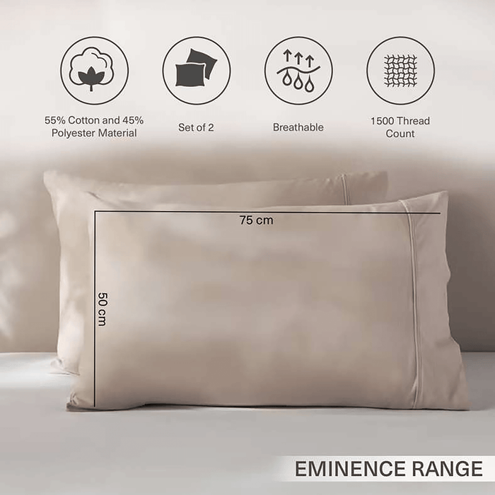 Eminence Living 2-Piece Pillowcase Set - Beige