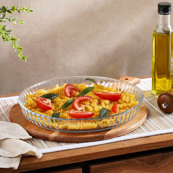 Esme Round Glass Flan Dish -Clear 27x27 cm