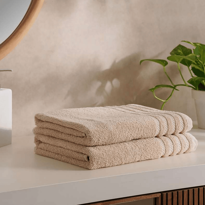 Essential 2 Pieces Bath Towel Set - Beige