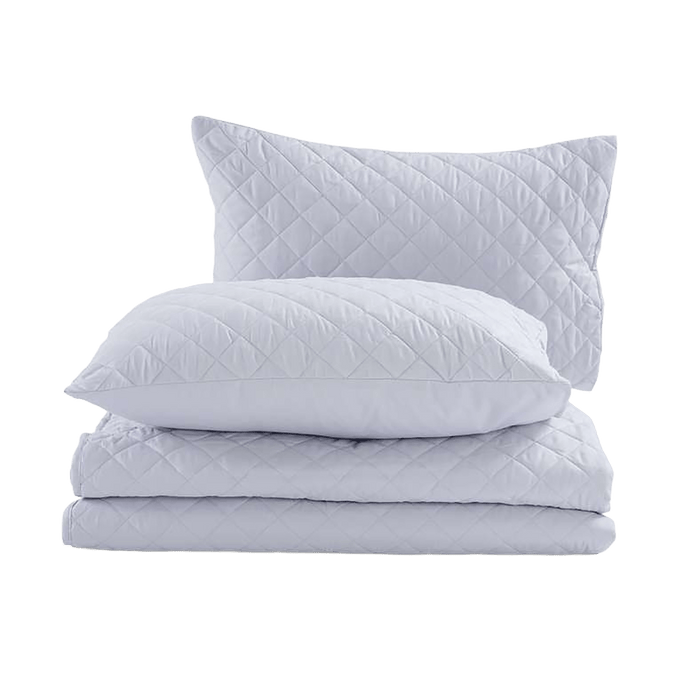 Essential 3-Piece Diamond Quilted Bedspread Set - Grey