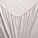 Close-up of a light gray fitted sheet with a subtle texture on a plain background