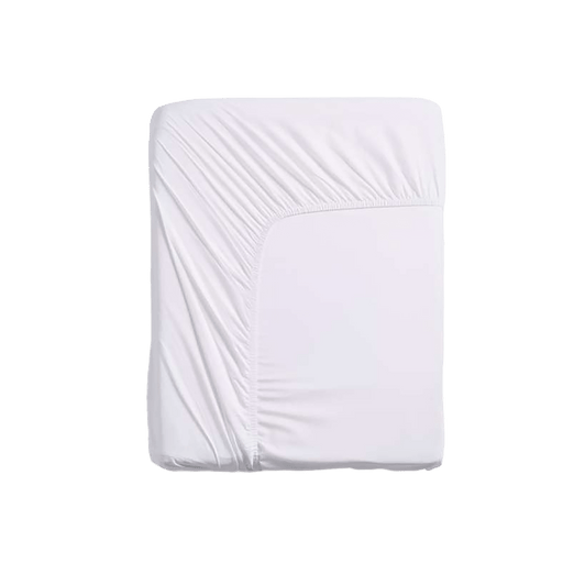 White fitted sheet on a white background