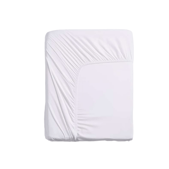 White fitted sheet on a white background