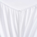 White satin sheet with a fitted top corner on a white background