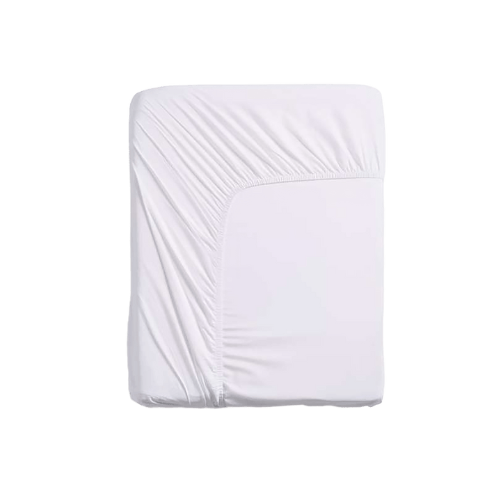 White fitted sheet on a white background