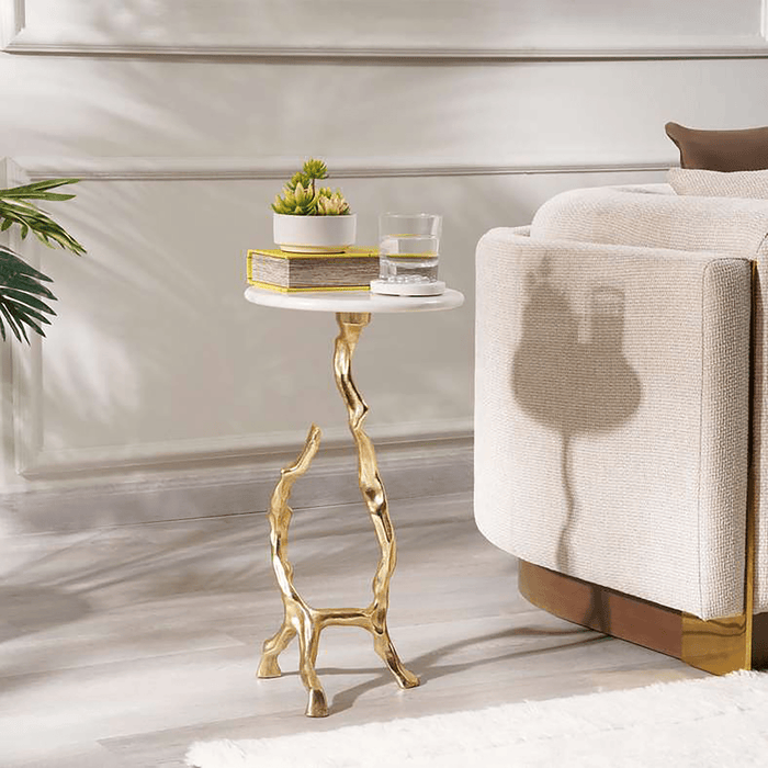 Exeter Accent Table Marble - White & Gold