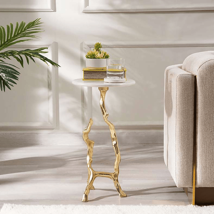 Exeter Accent Table Marble - White & Gold