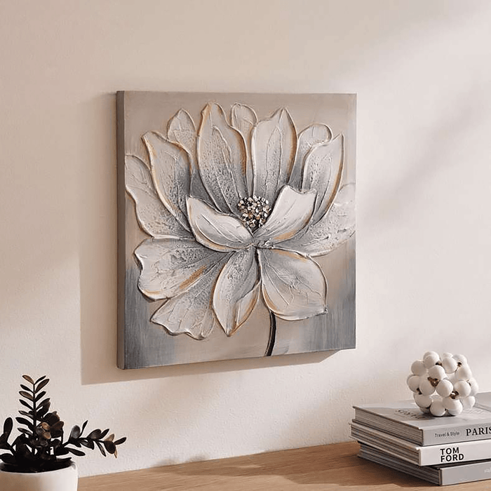 Floret Hand Painted Canvas Wall Art - Blue Pan Home