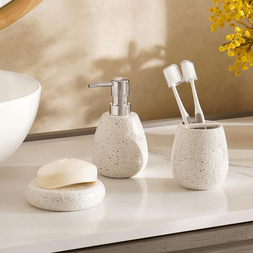 Fusion 3-Piece Bathroom Accessories Set - White Pan Home