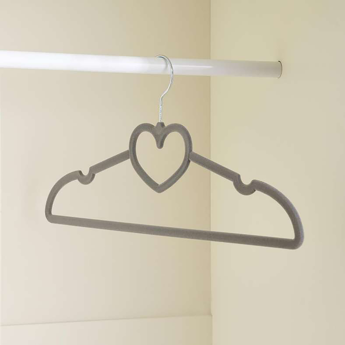 Giorgia Heart Cloth Hanger 10-Pieces - Grey