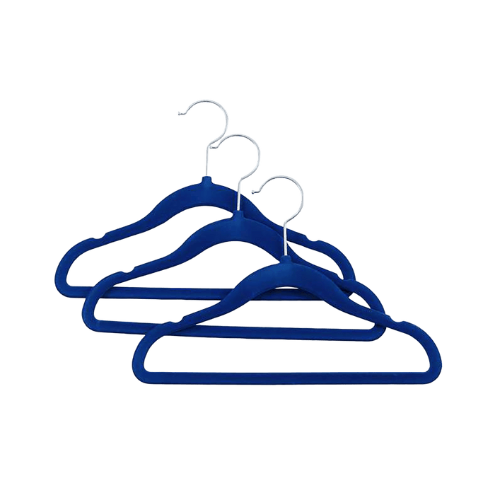 Giorgia Kids 3-Piece Velvet Clothes Hanger Set - Blue