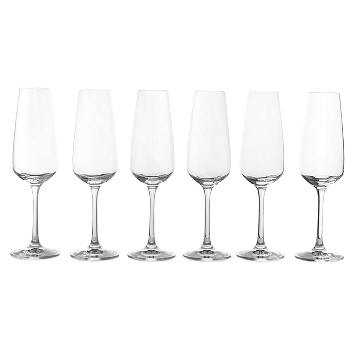 Giselle 6-Piece Flute Crystal Glass Set 190Ml - Clear