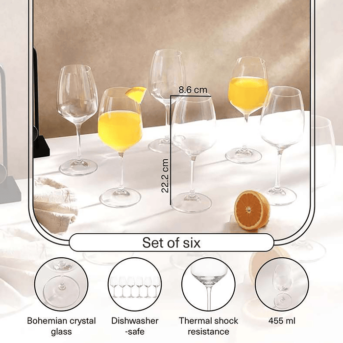 Giselle 6-Piece Stemware Crystal Glass Set 455Ml - Clear