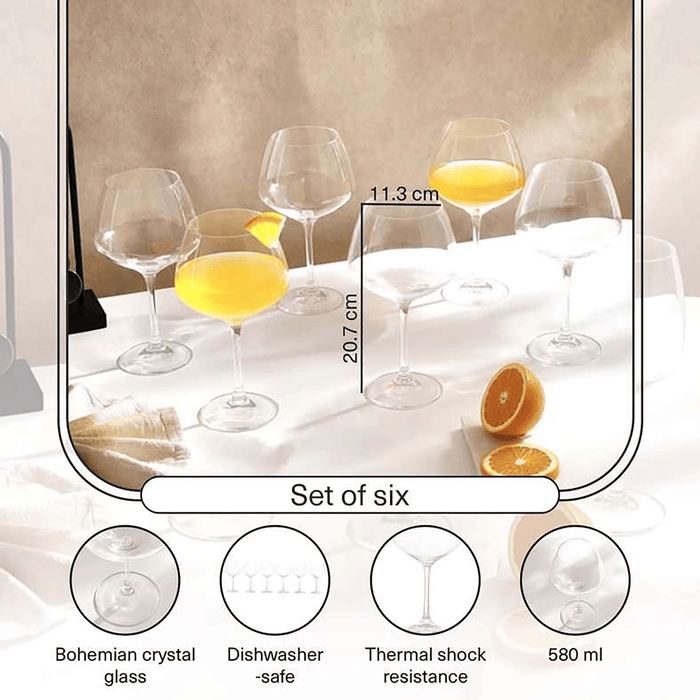 Giselle 6-Piece Stemware Crystal Glass Set 580Ml - Clear
