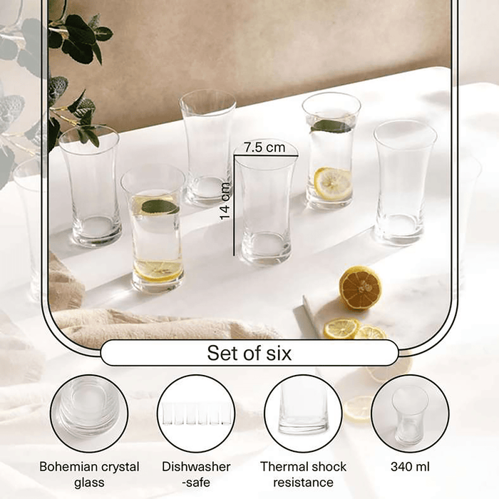 Grace 6-Piece Highball Crystal Glass Set 340Ml -Clear