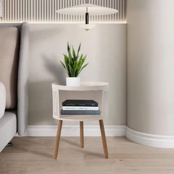 Gradin End Table With Storage Wood
