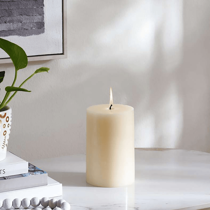 Grandiose White Velvet Scented Pillar Candle 10.16X15.24cm- 120 Hrs