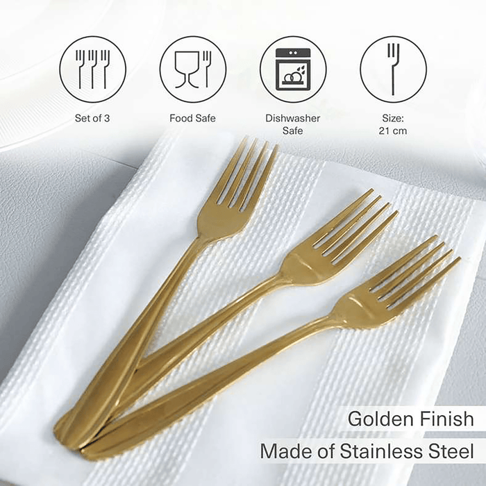 Guilenna 3-Piece Dinner Fork - Gold Pan Home