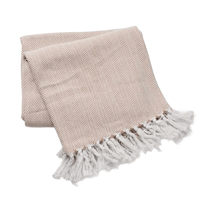 Herringbone Textured Throw - Beige Pan Home