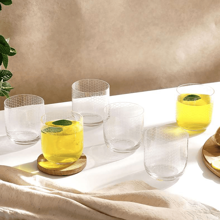 Honeycomb 6-Piece Dof Crystal Glass Set 330Ml -Clear