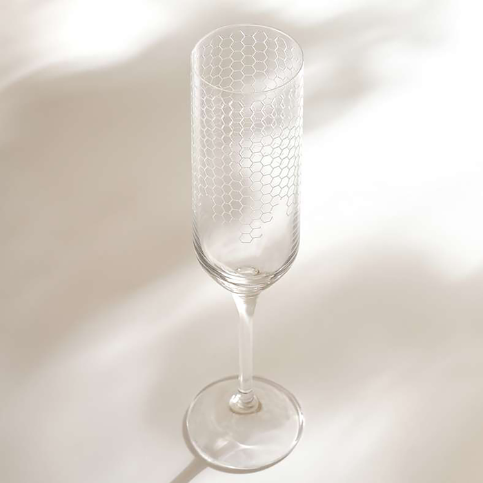 Honeycomb 6-Piece Flute Crystal Glass Set 200Ml -Clear