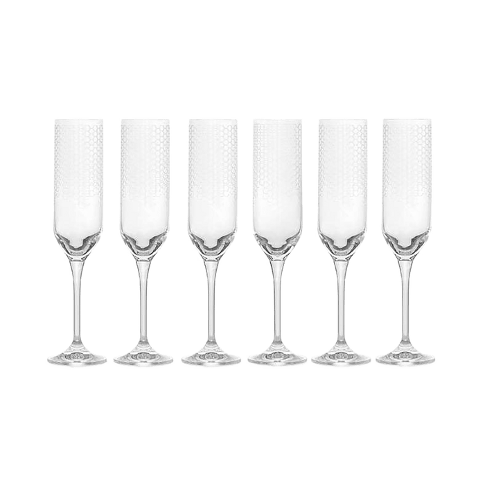 Honeycomb 6-Piece Flute Crystal Glass Set 200Ml -Clear