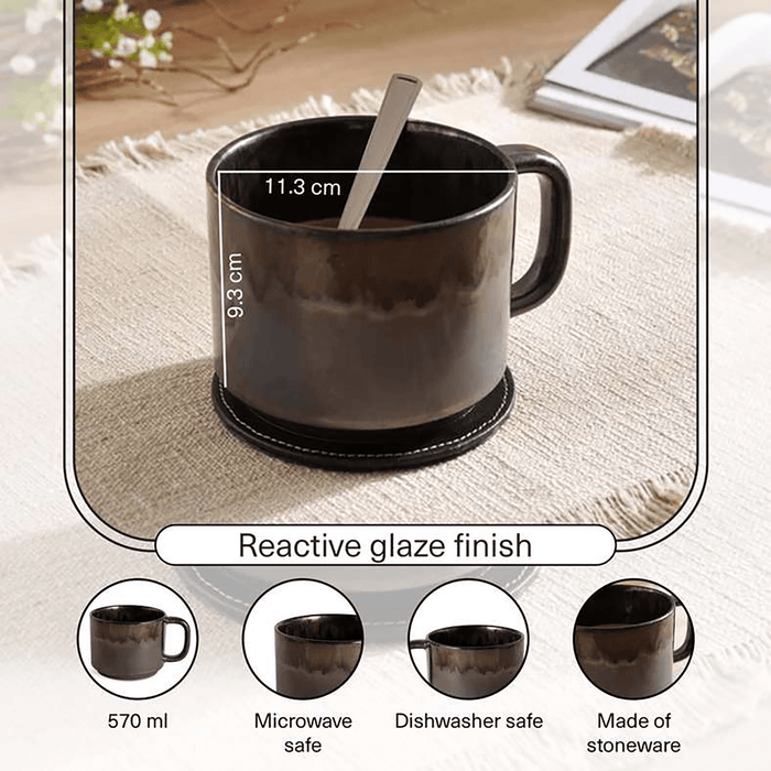 Jovin Reactive Glaze Stoneware Mug 570Ml -Metalic Blue