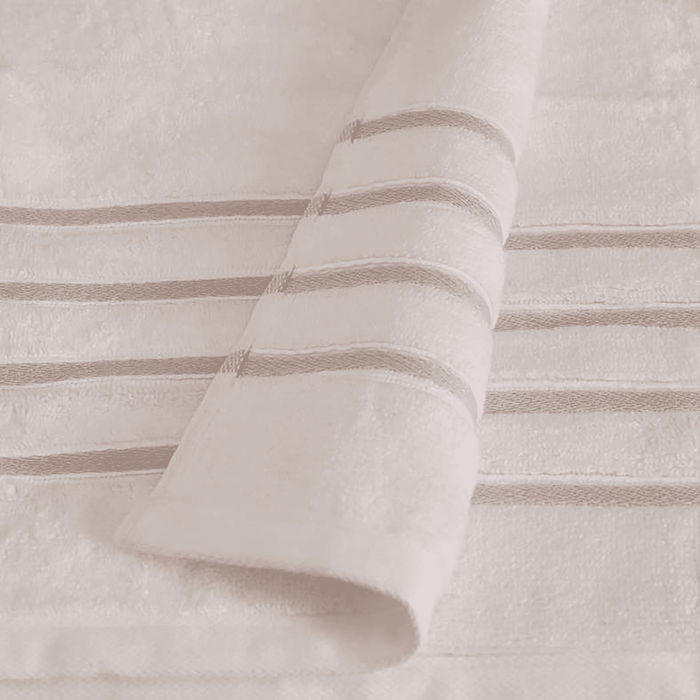 Julius Border Striped 500 Gsm Hand Towel - White/Lilac