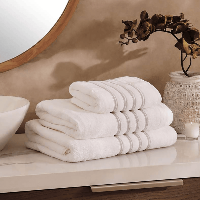 Julius Border Striped 500 Gsm Hand Towel - White/Lilac