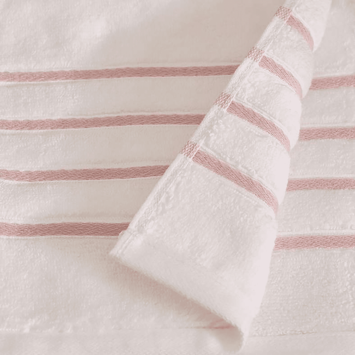 Julius Border Striped 500 Gsm Hand Towel - White/Pink